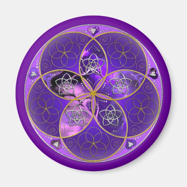 Venus Flower of Kärlek konst violet rosa Magnet (Framsidan)