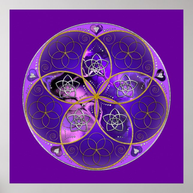 Venus Flower of Kärlek konst violet rosa Poster (Framsidan)