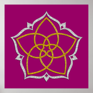 VENUS FLOWER / Venusblume Lotus GULD SILVER Poster