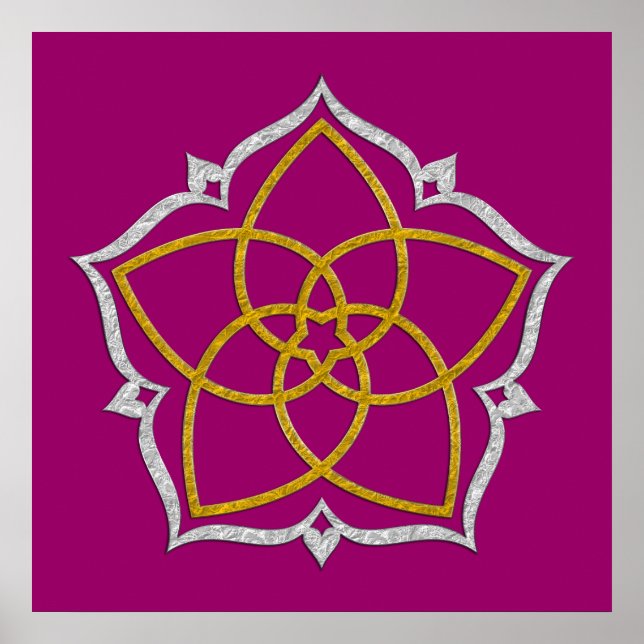 VENUS FLOWER / Venusblume Lotus GULD SILVER Poster (Framsidan)