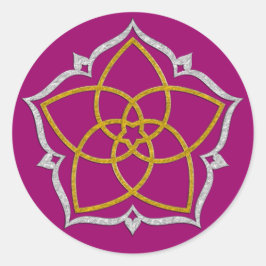 VENUS FLOWER / Venusblume Lotus GULD SILVER Runt Klistermärke