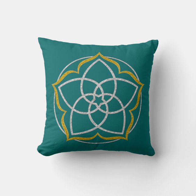 VENUS FLOWER / Venusblume Lotus SILVER GULD Kudde (Framsida)