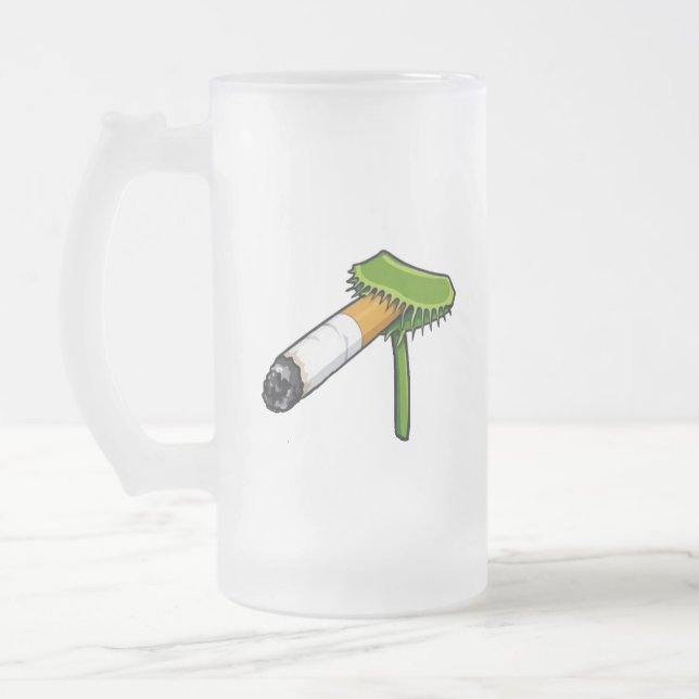 Venus flugfälla växt med cig frostat ölglas (Vänster)