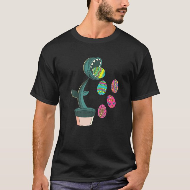 Venus Fly Trap Eating Egg Påsk Day Funny Boys Gi T Shirt (Framsida)
