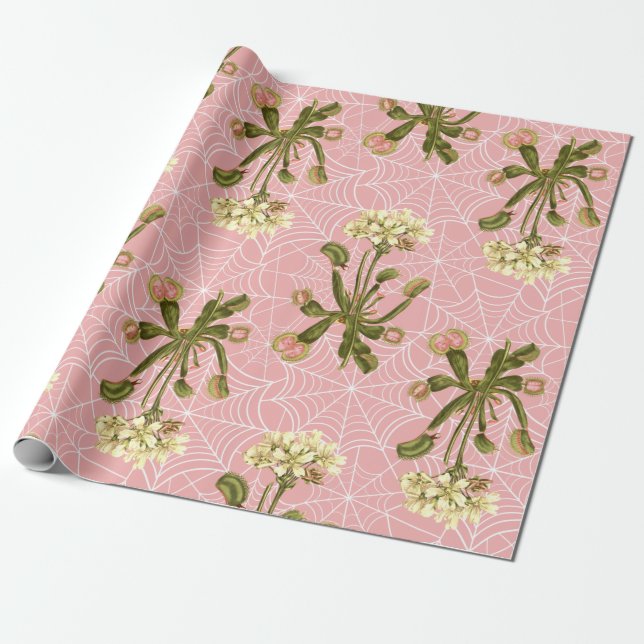 venus flytrap floral spider web presentpapper (Utrullad)