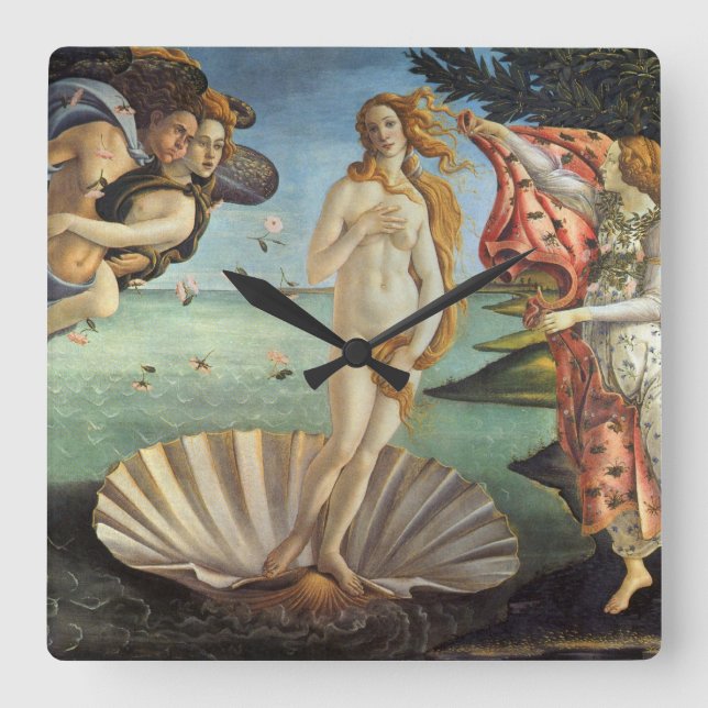Venus födelse av Sandro Botticelli Fyrkantig Klocka (Framsida)
