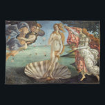 Venus födelse av Sandro Botticelli Kökshandduk<br><div class="desc">Venus födelse (c. 1482-1486) av Sandro Botticelli (1444-1510) är en vintage-ålders finsk konst mytologisk målning från renässansen. Gudinnan Venus har framträtt ur havet som en fullvuxen kvinna och står inuti ett stort snigelskal på havsstranden.</div>