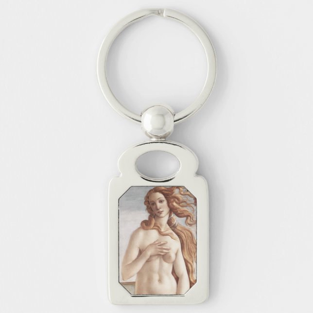 Venus födelse av Sandro Botticelli Rektangulärt Silverfärgad Nyckelring (Framsidan)