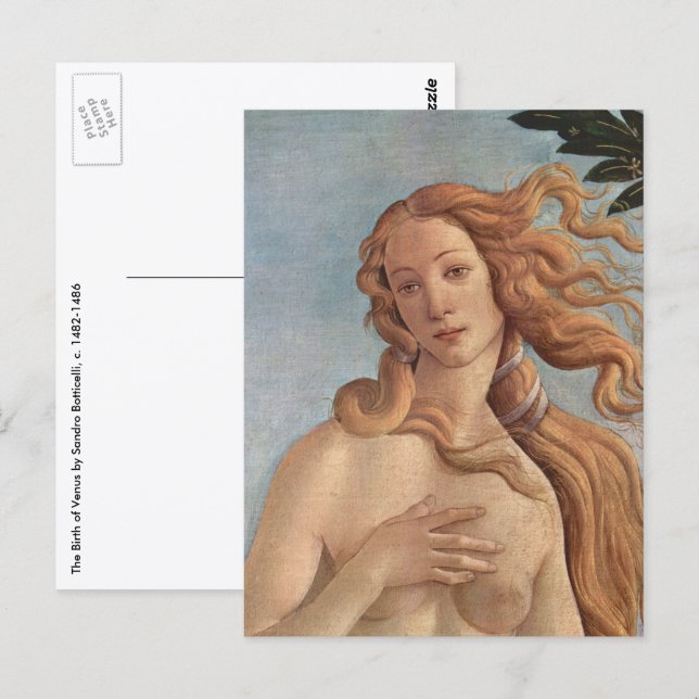 Venus födelse (detalj) av Sandro Botticelli Vykort (Fram/baksida)