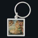 Venus födelse fyrkantig silverfärgad nyckelring<br><div class="desc">Sandro Botticellis födelse Venus är en 1486 målning av Sandro Botticelli. Botticelli fick i uppdrag att måla arbetet av familjen Medici i Florens. Den skildrar gudinna Venus,  som har kommit ut ur havet som en fullvuxen kvinna och anländer till havs.</div>