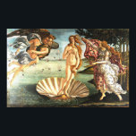 Venus födelse poster<br><div class="desc">Venus-A:s konstverk, som utförts av Florentine-målaren Sandro Botticelli. Den målade mellan 1484 och 1486 skildrar gudinna från kärlek Venus, efter att ha kommit från havet som vuxen kvinna, står Venus på ett årstidsskal, blåst till kusten av Zephyr, gud av västern.Horae, årstidernas gudaväst, står redo med ett landskap för att stänga...</div>