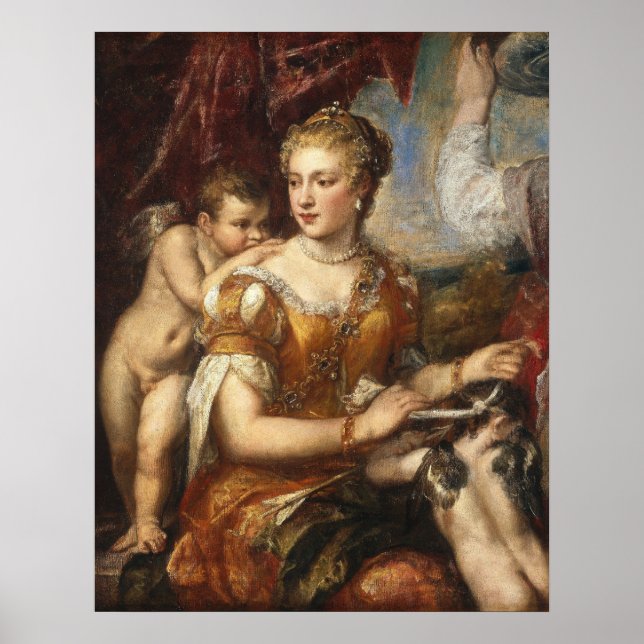 Venus förblindar Cupid - Titian Fina Konstaffisch Poster (Framsidan)