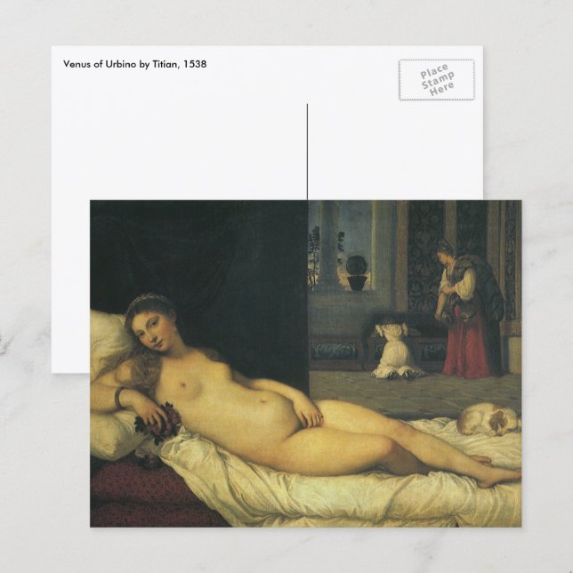 Venus från Urbino av Tizian, Renässanskonst Vykort (Fram/baksida)