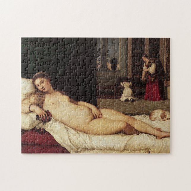 Venus från Urbino Titian 1538 Venedig Pussel (Horisontell)
