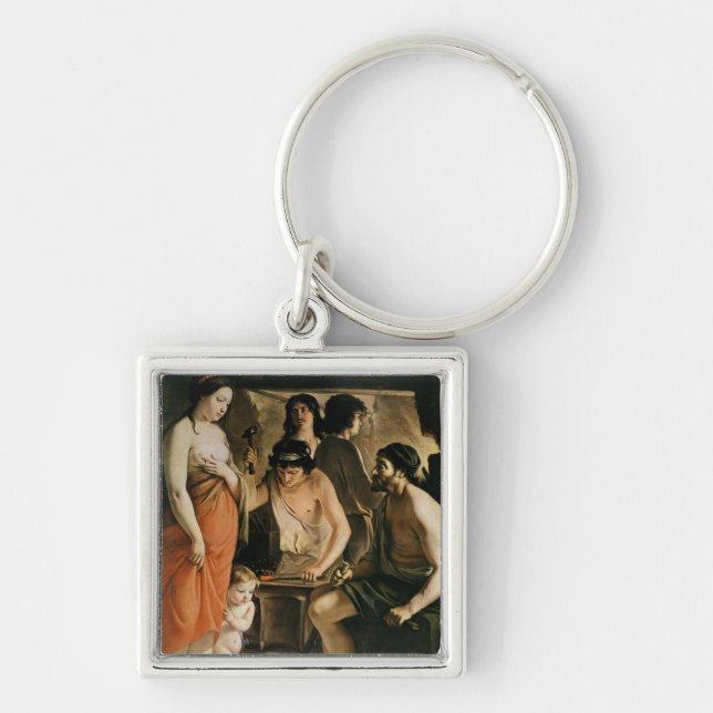 Venus i Vulcans smedja, 1641 Fyrkantig Silverfärgad Nyckelring (Framsidan)