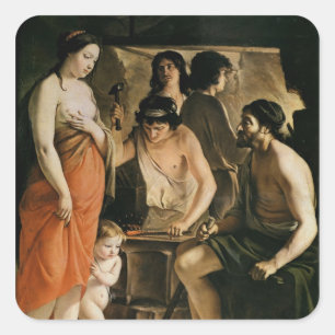 Venus i Vulcans smedja, 1641 Fyrkantigt Klistermärke
