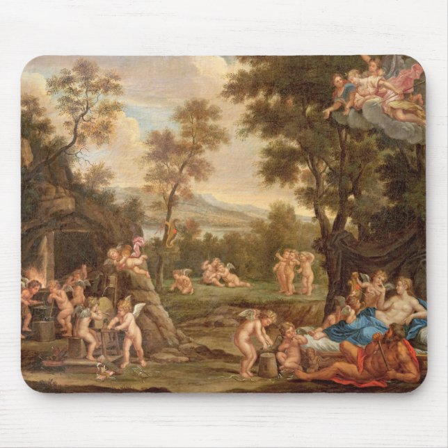 Venus i Vulcans smedja, 18th århundrade Musmatta (Framsidan)