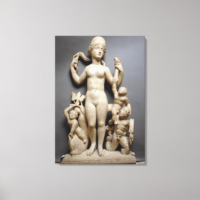 Venus med putti, en triton och en delfin, romersk, canvastryck (Framsida)