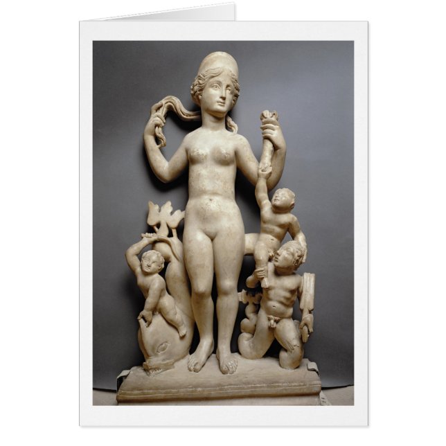 Venus med puttien, en triton och en delfin, hälsningskort (Framsidan)