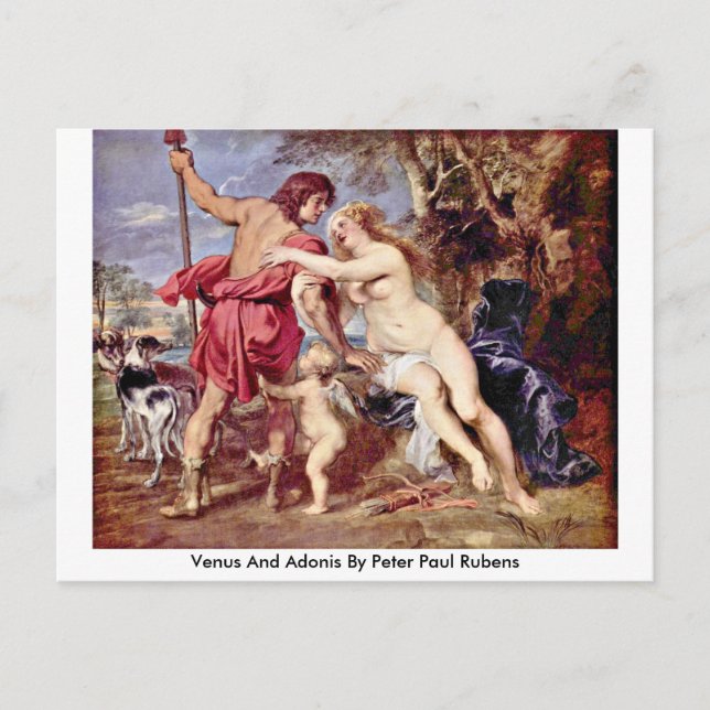 Venus och Adonis av Peter Paul Rubens Vykort (Framsida)