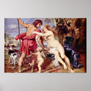 Venus och Adonis av Rubens Peter Paul Poster