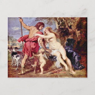 Venus och Adonis av Rubens Peter Paul Vykort