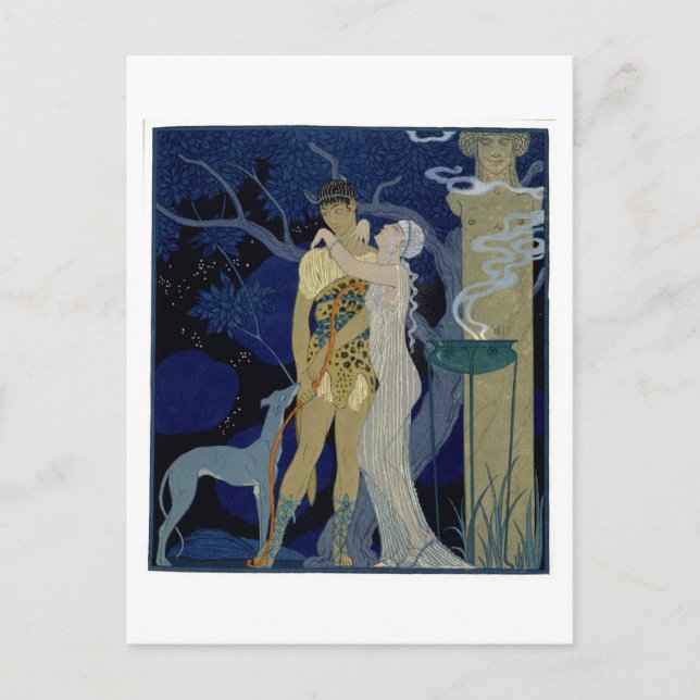 Venus och Adonis (färg litho) Vykort (Framsida)