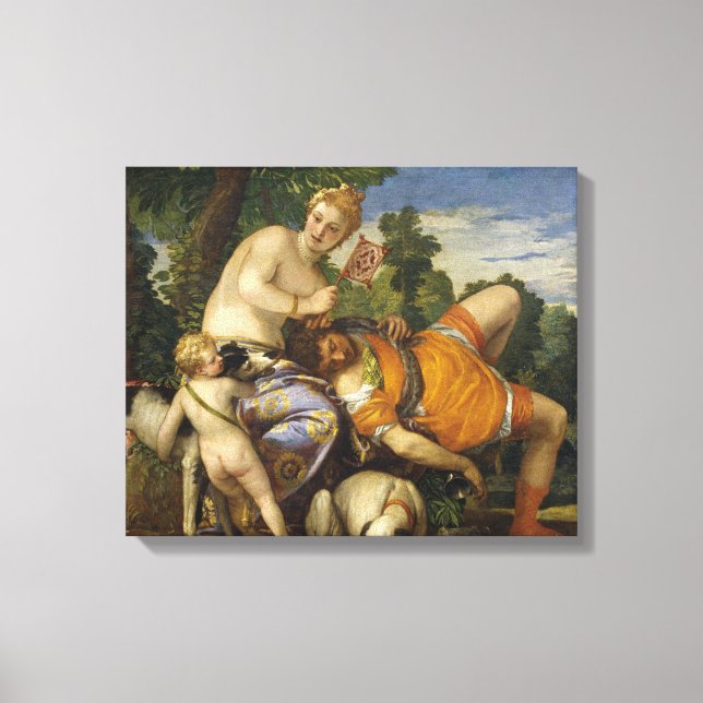 Venus och Adonis (från Paolo Veronese) Canvastryck (Framsida)