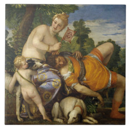 Venus och Adonis (från Paolo Veronese) Kakelplatta