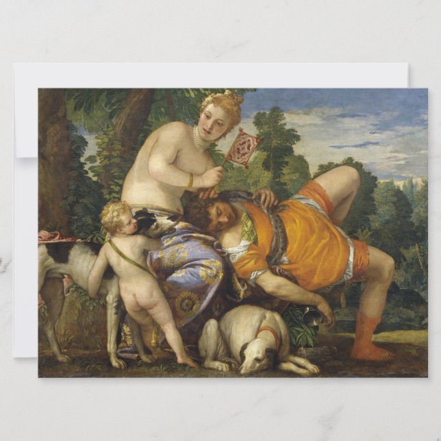 Venus och Adonis (från Paolo Veronese) Kort (Framsida)