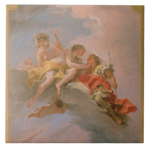 Venus och Adonis (olja på kanfas) Kakelplatta