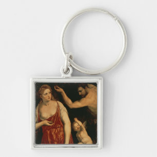 Venus och fördärvar, 1550s fyrkantig silverfärgad nyckelring