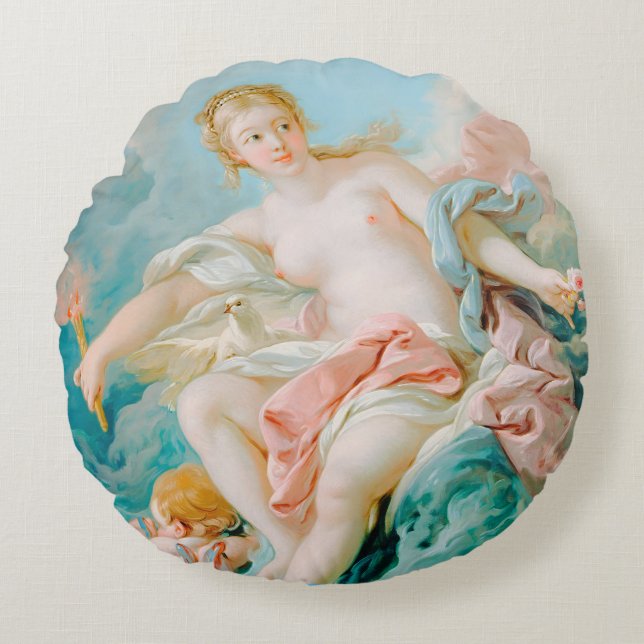 Venus på Vågar av François Boucher Rund Kudde (Framsidan)