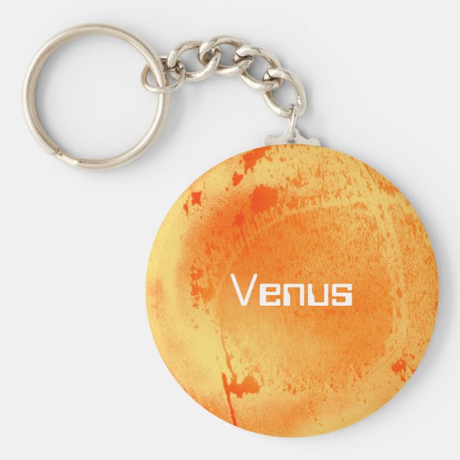 Venus Planet i Bright Orange och Gult Nyckelring (Framsidan)