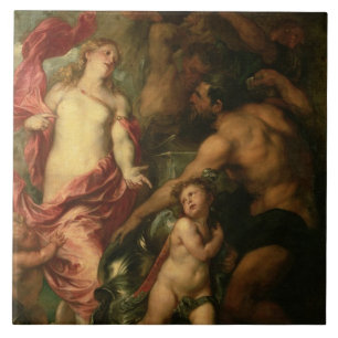 Venus som frågar Vulcan för pansaret av Aeneas Kakelplatta