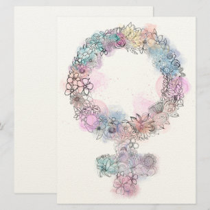 Venus undertecknar feministisk symbol med blommor