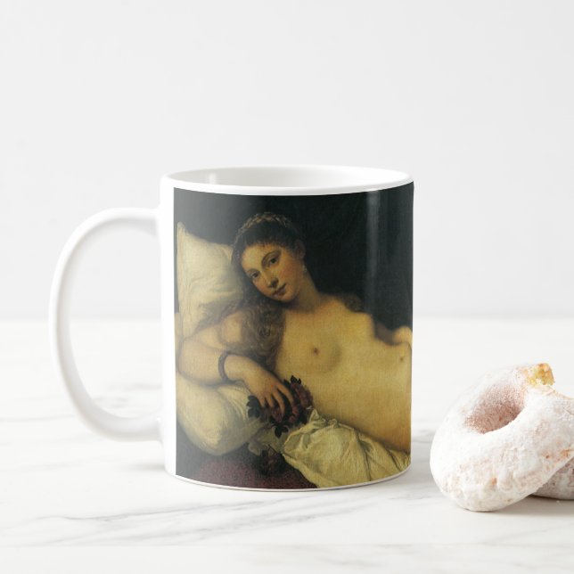 Venus Urbino från Titian, Renaissance Art Kaffemugg (Med munk)