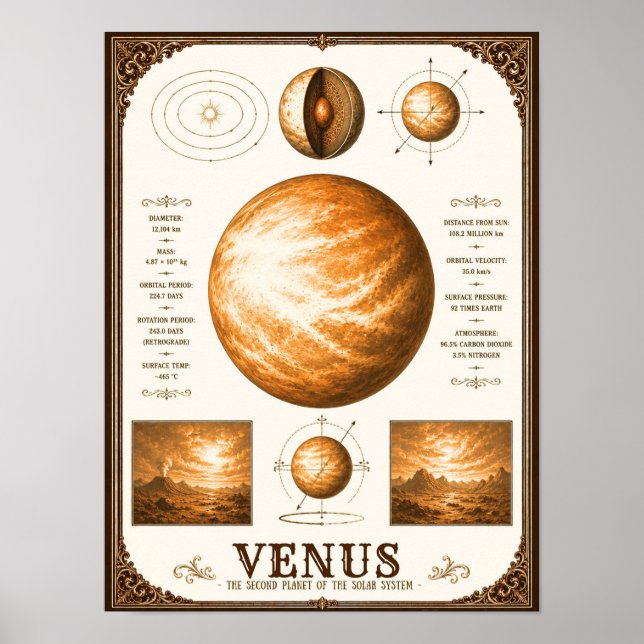 Venus Viktoriansk Astronomi Diagram Poster (Framsidan)