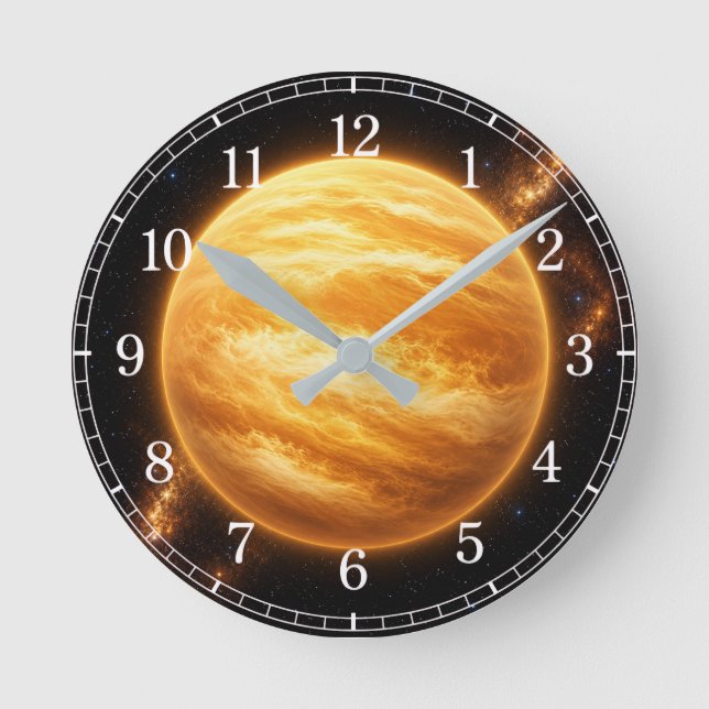 Venus Wall Clock — Space-Inspired Design Rund Klocka (Framsida)