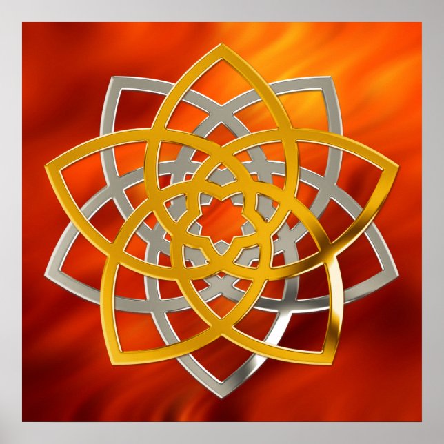 Venusblume Duo Gold Silver | fire red waves Poster (Framsidan)