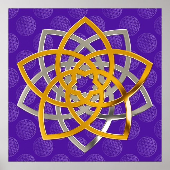 Venusblume Duo GoldSilver | flower of life pattern Poster (Framsidan)