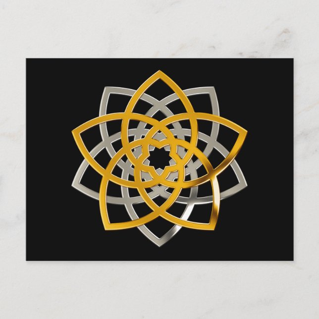 Venusblume Duo Guld Silver | Svart Vykort (Framsida)