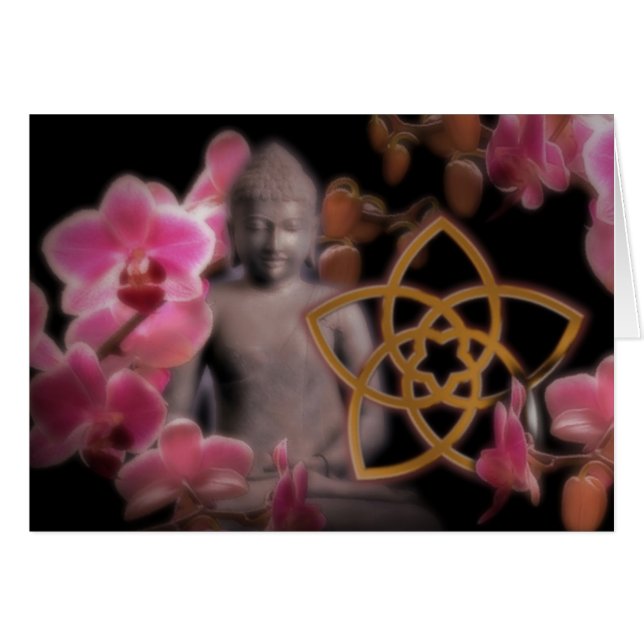VENUSBLUME mit Buddha & Orchidee Hälsningskort (Framsidan Horizontal)