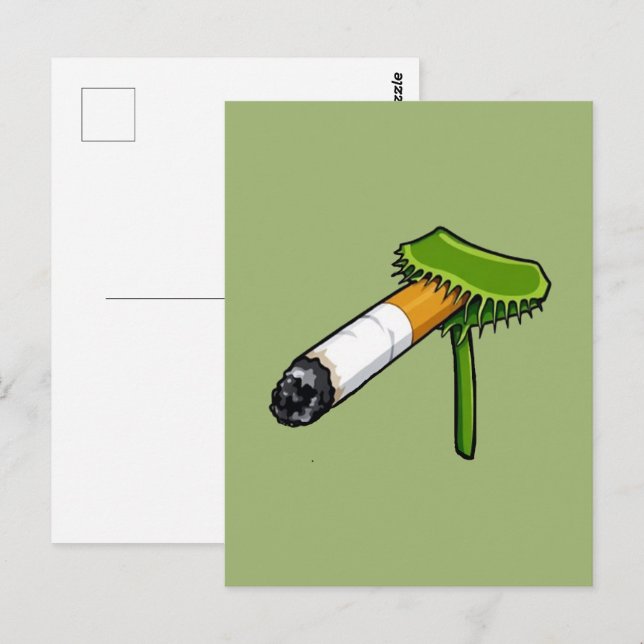 Venusfluga Växt Med Cig Vykort (Fram/baksida)