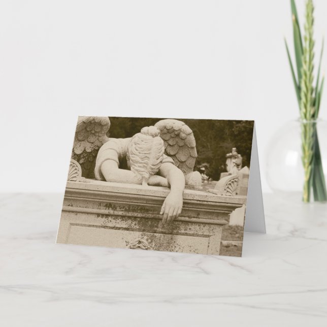 Vepande ängel i Sepia Sympathy Card Kort (Framsida)
