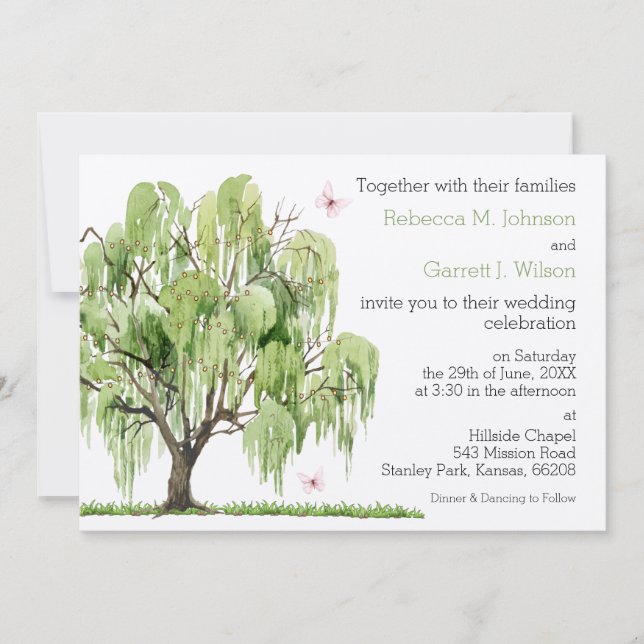 Vepande Willow Wedding-inbjudan Inbjudningar (Framsida)
