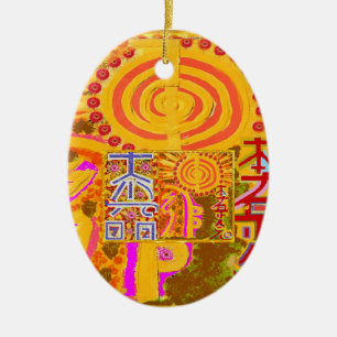 ver 2013. REIKI som läker LEDAR- symboler Julgransprydnad Keramik