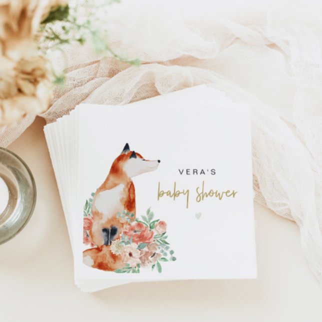 VERA Eucalyptus Greenery & Terracotta Blommigt Fox Pappersservett (Skapare uppladdad)