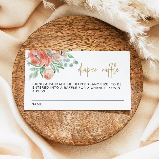 VERA Greenery Terracotta Blommigt Diaper Raffle Ca Placeringskort (Skapare uppladdad)