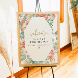 VERA Grönska & Terrakotta Blommig Baby Välkommen Poster